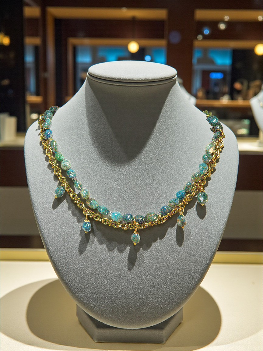 Teal Apatite Gemstone Statement Necklace (Adjustable)