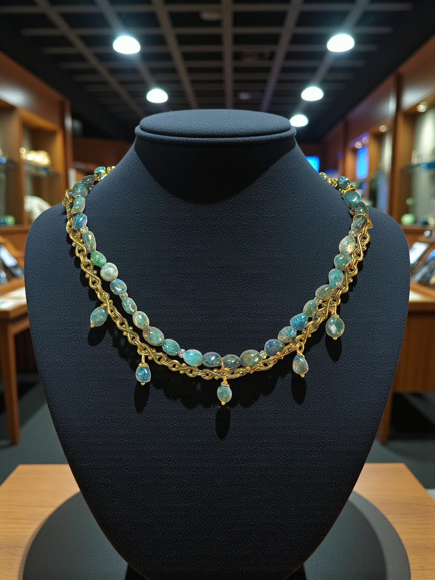 Teal Apatite Gemstone Statement Necklace (Adjustable)