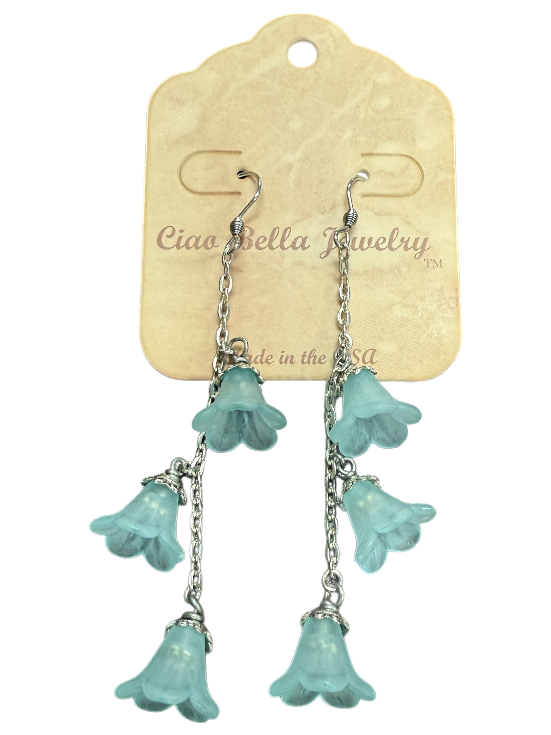 Delicate Lucite Flower Triple Dangle Earrings | Handmade | Assorted Colors