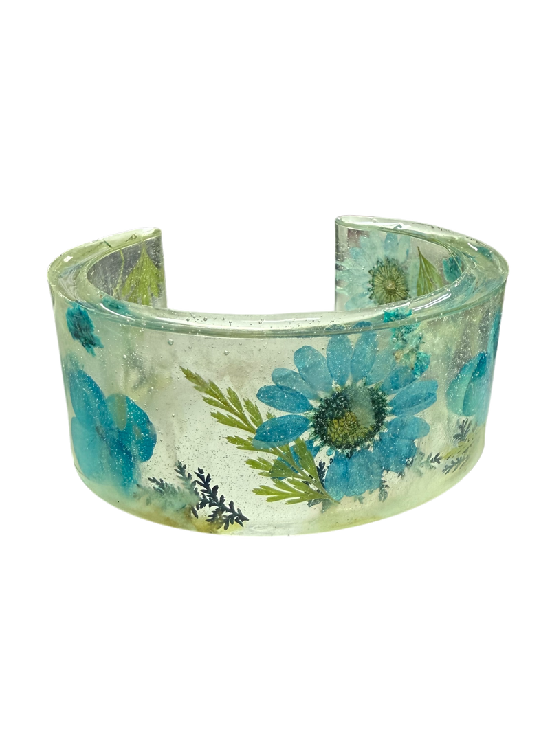 Handmade Resin Flower Cuff Bracelet | Unique Nature Jewelry | Two Color Options