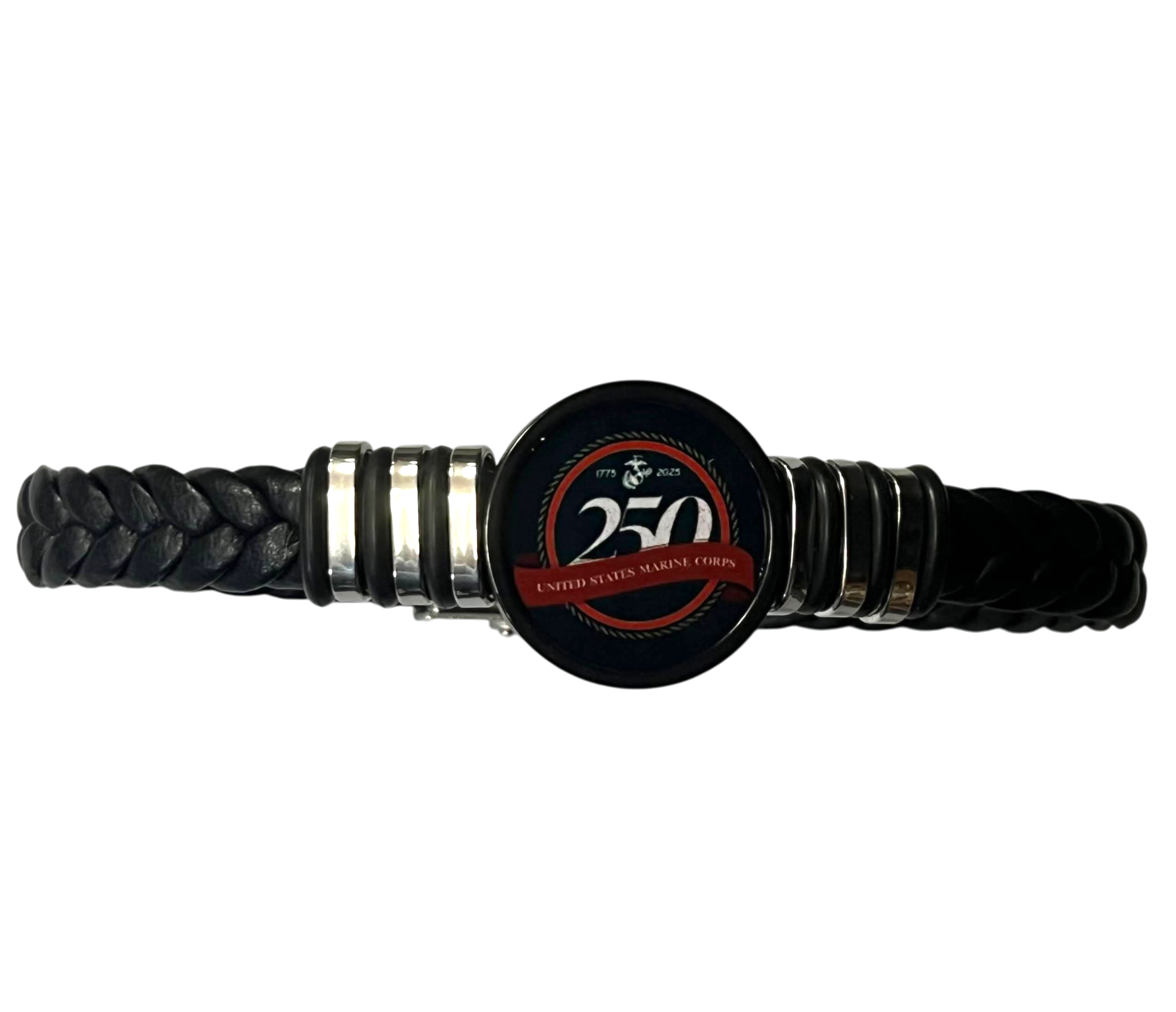 Officially Licensed Marine Braided Leather Bracelet - 250th Anniversary Collection