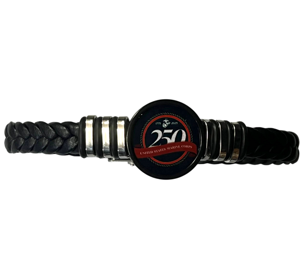 Officially Licensed Marine Braided Leather Bracelet - 250th Anniversary Collection