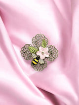 Bumblebee and Flower Filigree Brooch | A Whimsical and Elegant Accessory