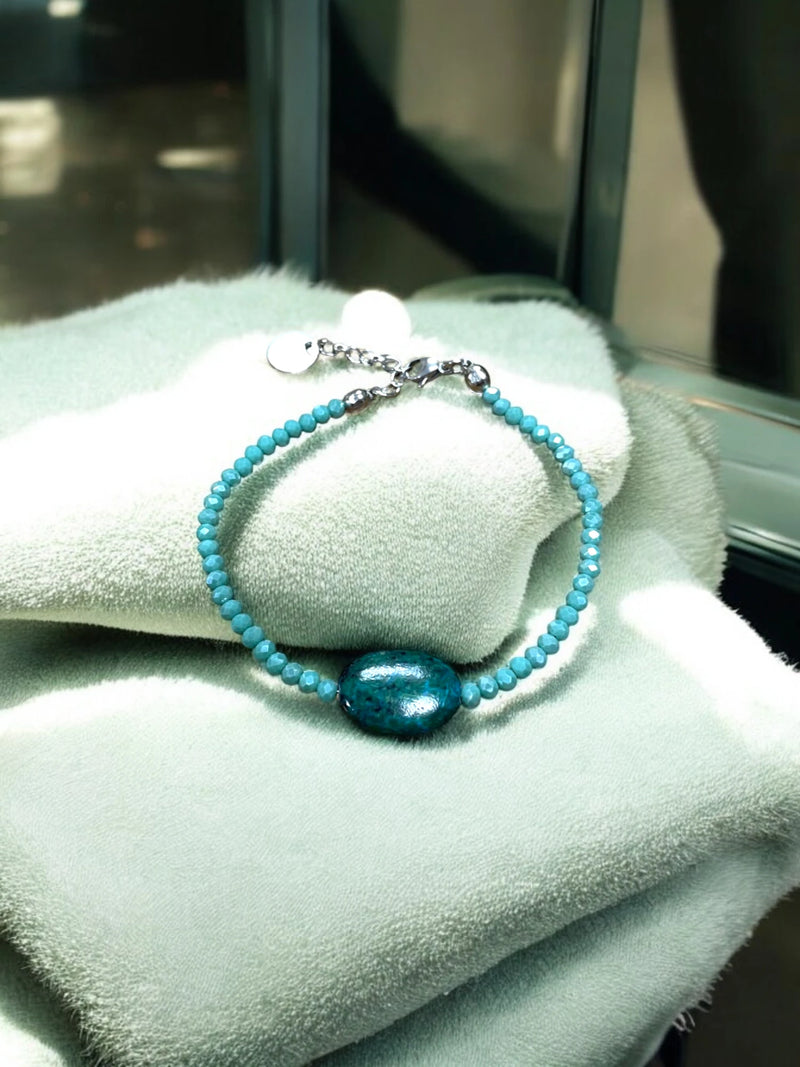 Chrysocolla and Turquoise Bead Bracelet | A Touch of Serenity