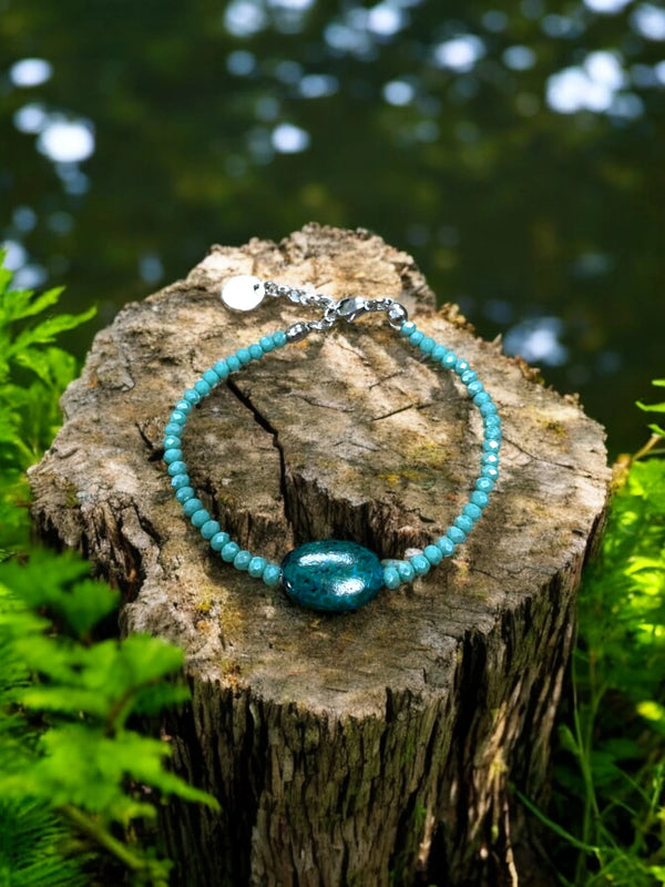 Chrysocolla and Turquoise Bead Bracelet | A Touch of Serenity