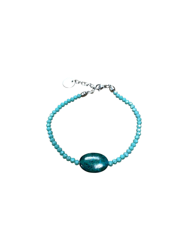 Chrysocolla and Turquoise Bead Bracelet | A Touch of Serenity