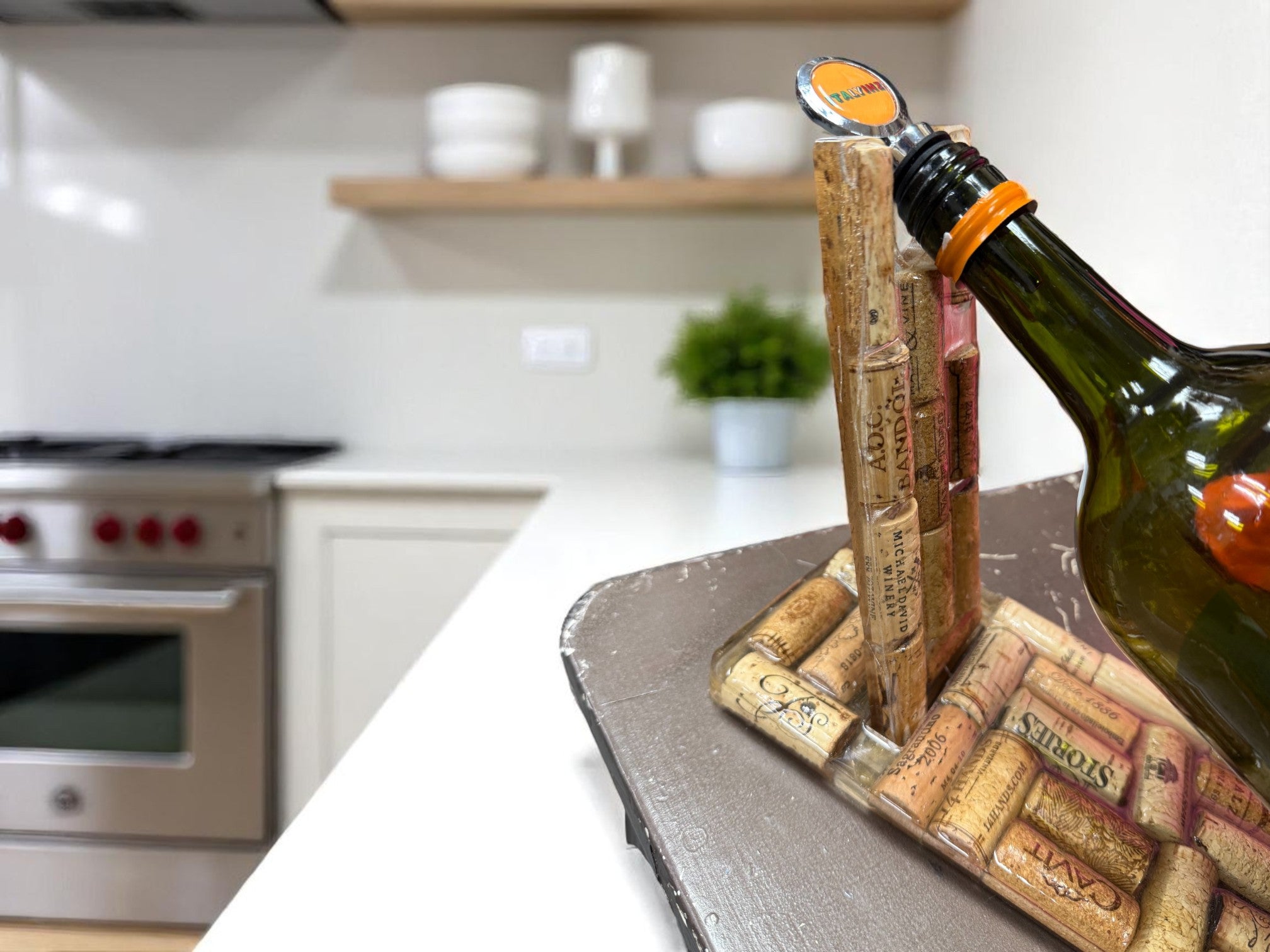 Vineyard Reverie Wine Bottle Holder - Hand-Picked Cork & Resin