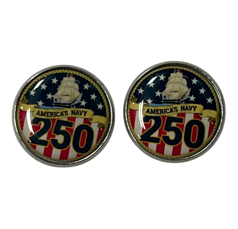 Officially Licensed Military Cufflinks - 250th Anniversary Collection (Army, Navy, Marine)