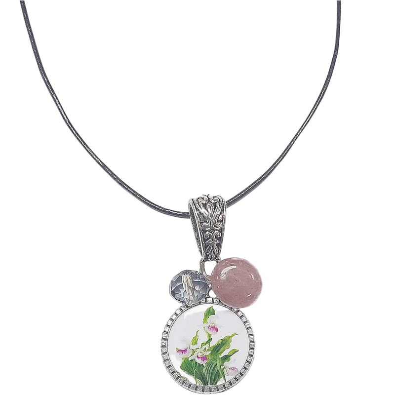 Personalized Photo Necklace with Crystal and Gemstone Charms