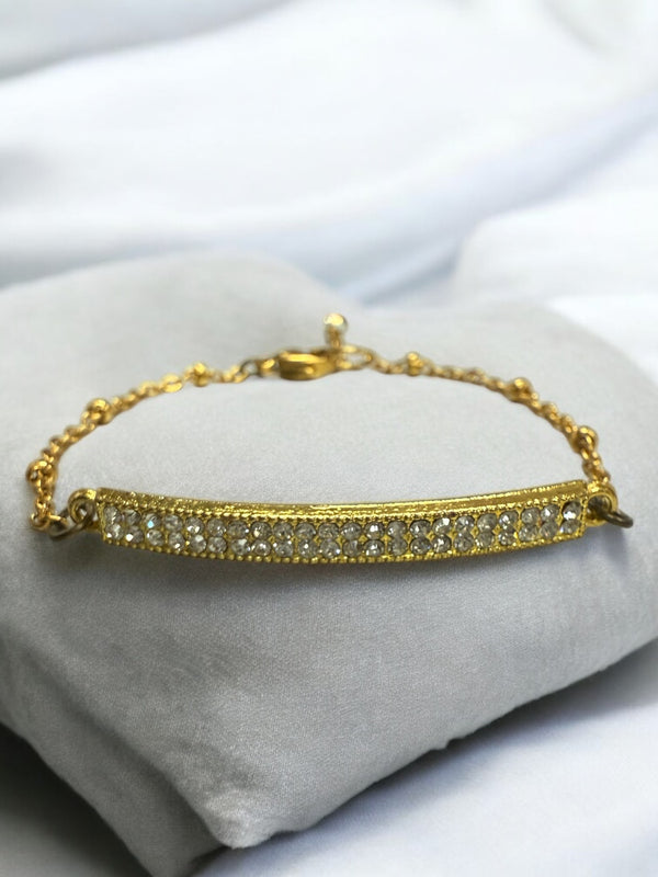 Dainty Gold Gleam Crystal Bar Bracelet