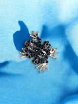 Sparkling Crystal Frog Brooch | A Whimsical and Unique Accessory | Green or Blue