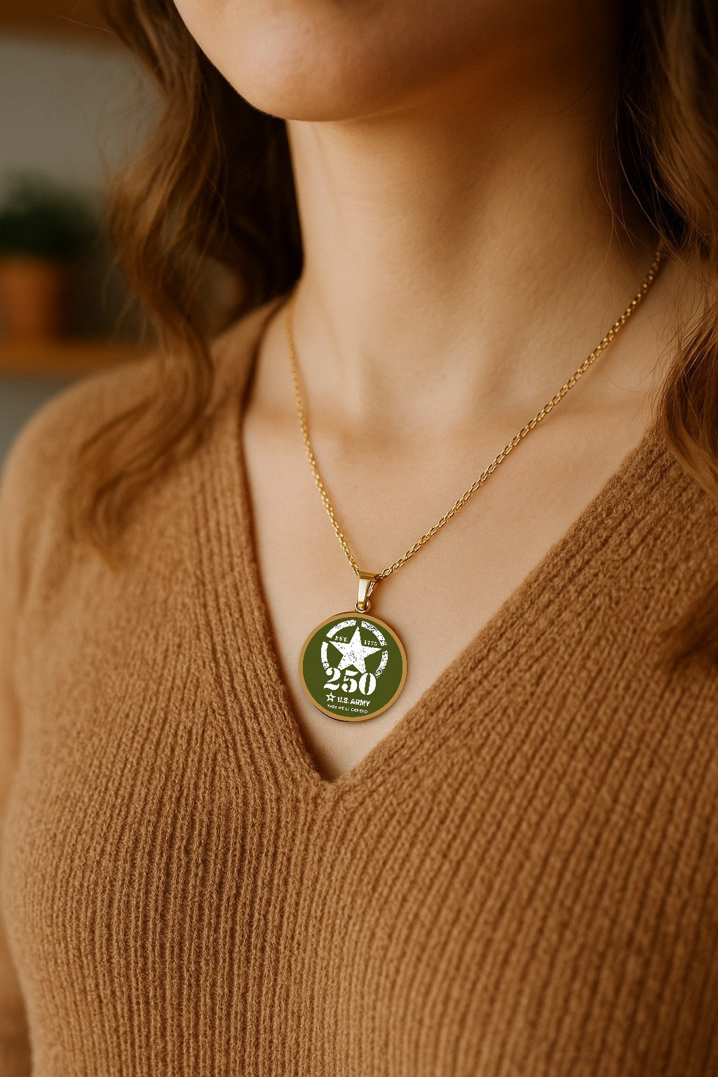 Officially Licensed Military Pendant Necklace – 250th Anniversary Collection (Army, Navy, Marine)