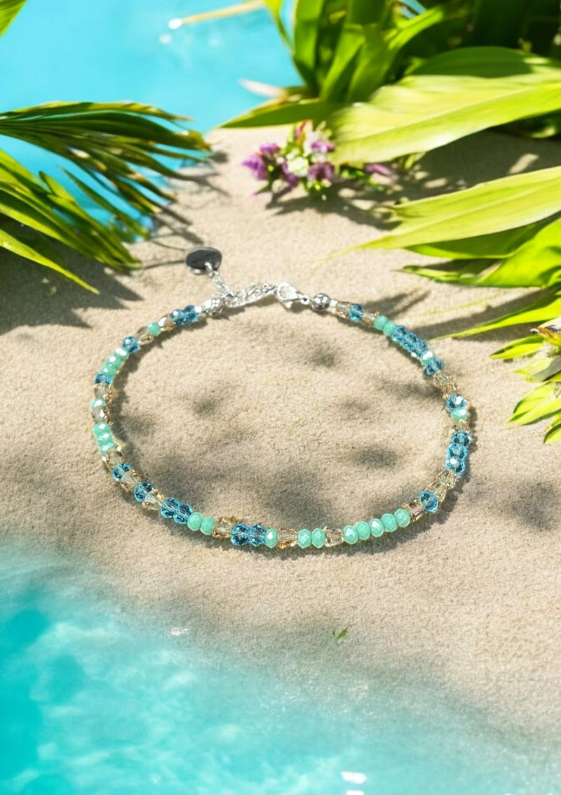 Sparkling Crystal Anklet with Extender Chain | A Touch of Summer Elegance