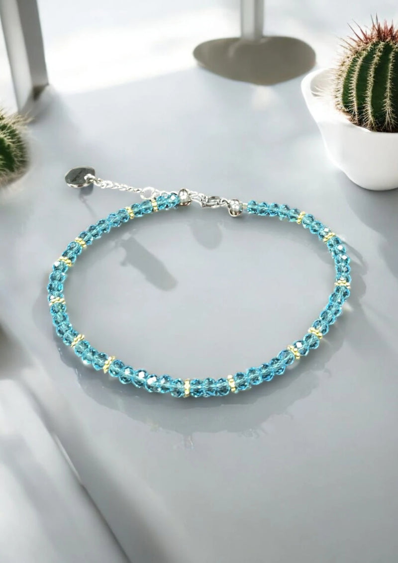 Sparkling Crystal Anklet with Extender Chain | A Touch of Summer Elegance