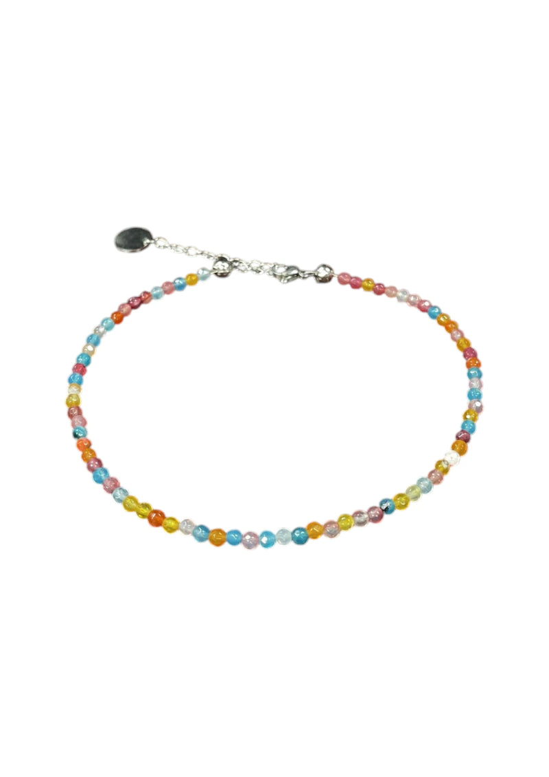 Sparkling Crystal Anklet with Sterling Silver Chain | A Touch of Summer Elegance