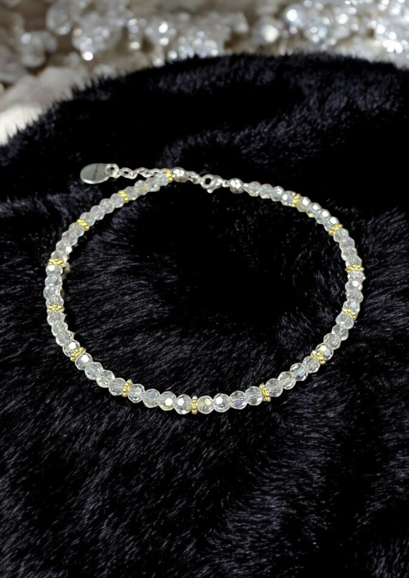 Sparkling Crystal Anklet with Sterling Silver Chain | A Touch of Summer Elegance