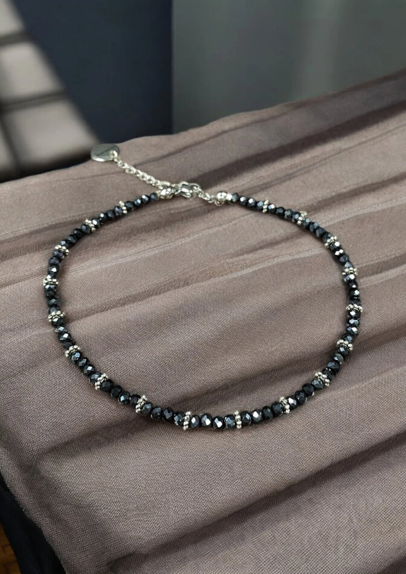 Sparkling Crystal Anklet with Sterling Silver Chain | A Touch of Summer Elegance