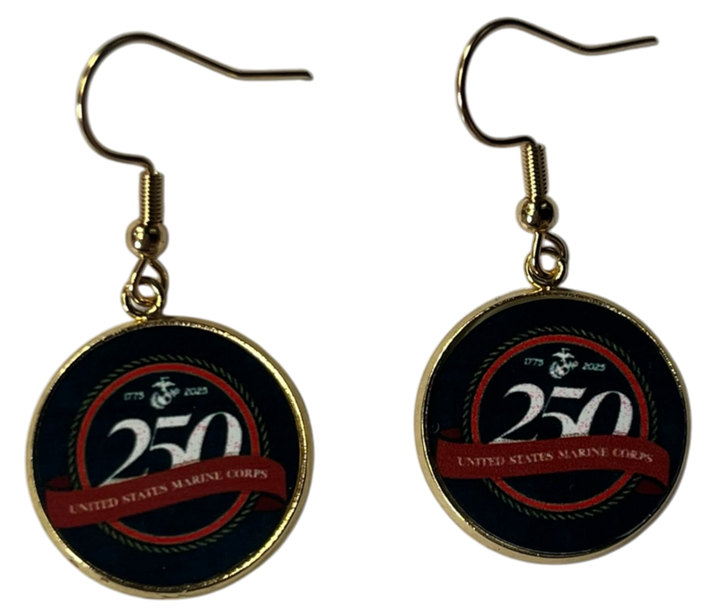 Officially Licensed Military Drop Earrings – 250th Anniversary Collection (Army, Navy, Marine)