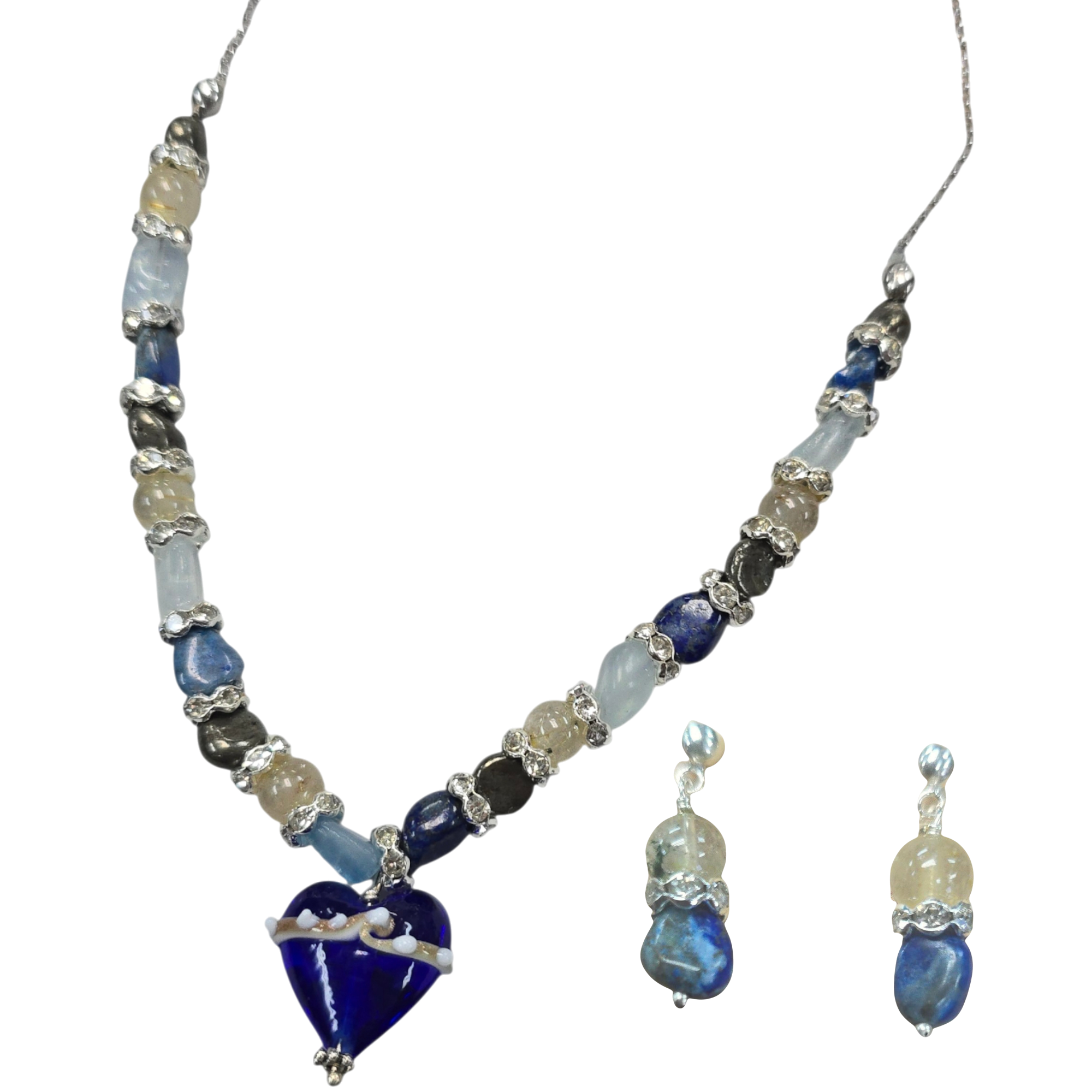 The Hope Collection | Lapis & Aquamarine Sterling Silver Cancer Charity Jewelry Set | Sterling Silver
