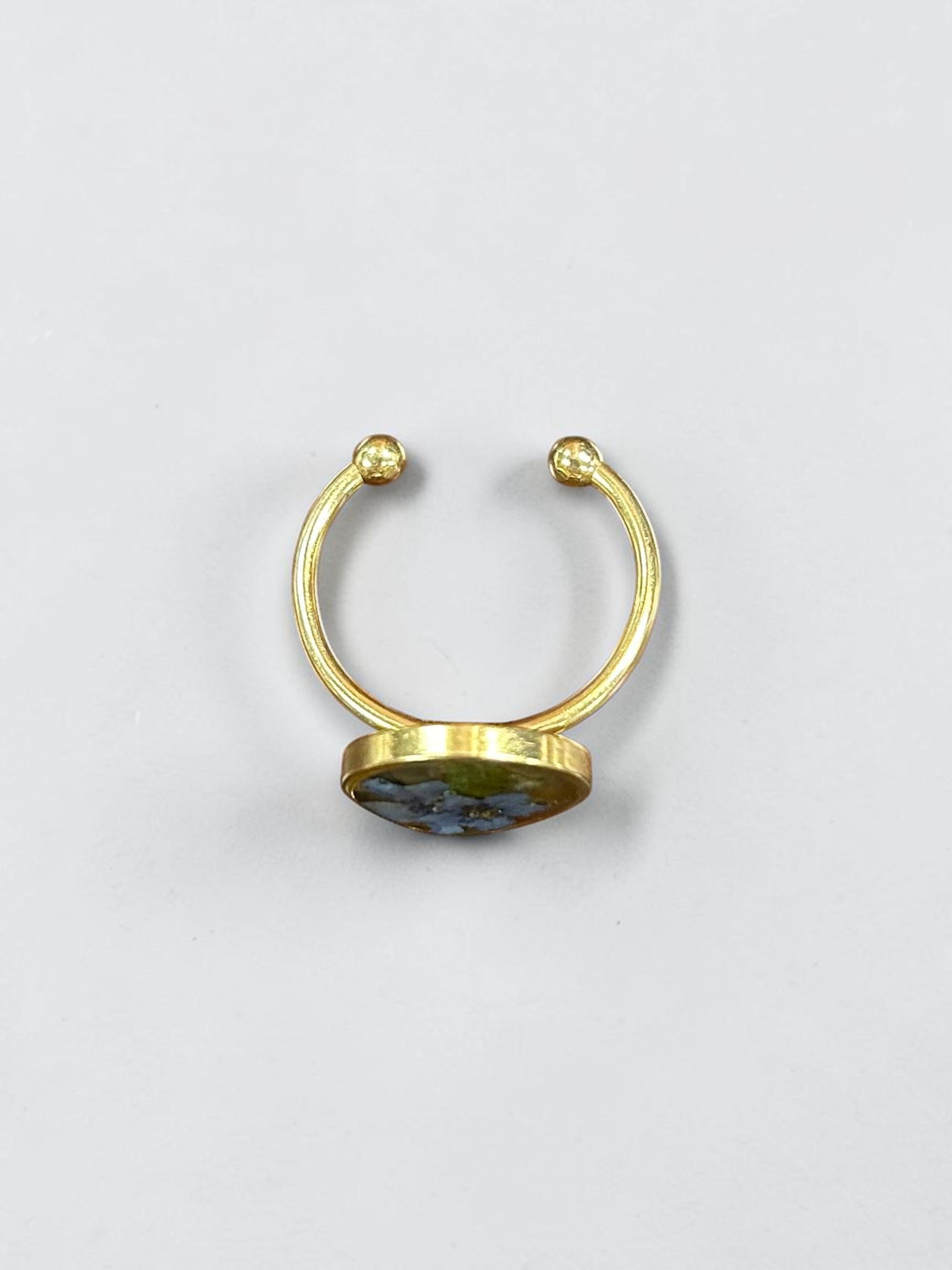 Handmade Pressed Flower Gold Plated Adjustable Ring | Unique Handmade Resin Design