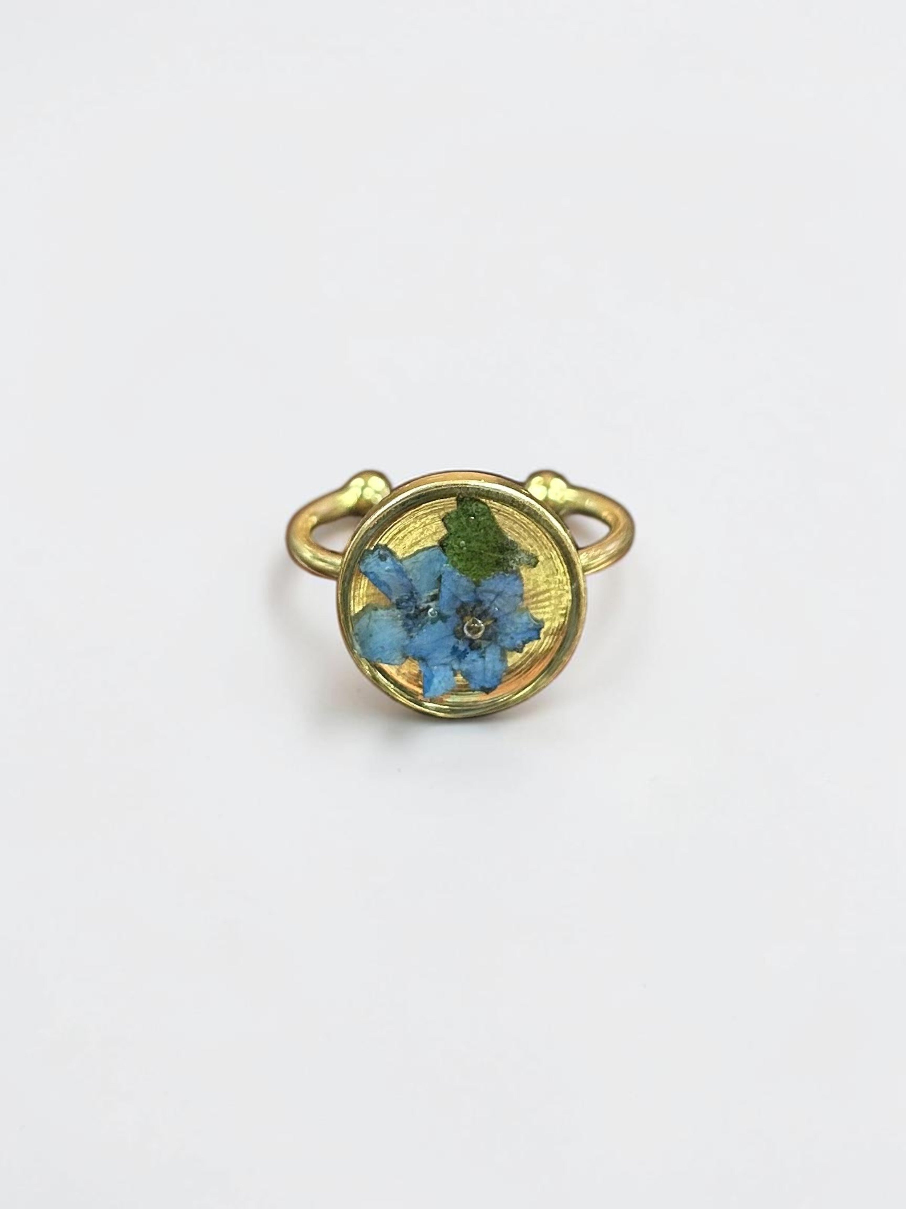 Handmade Pressed Flower Gold Plated Adjustable Ring | Unique Handmade Resin Design