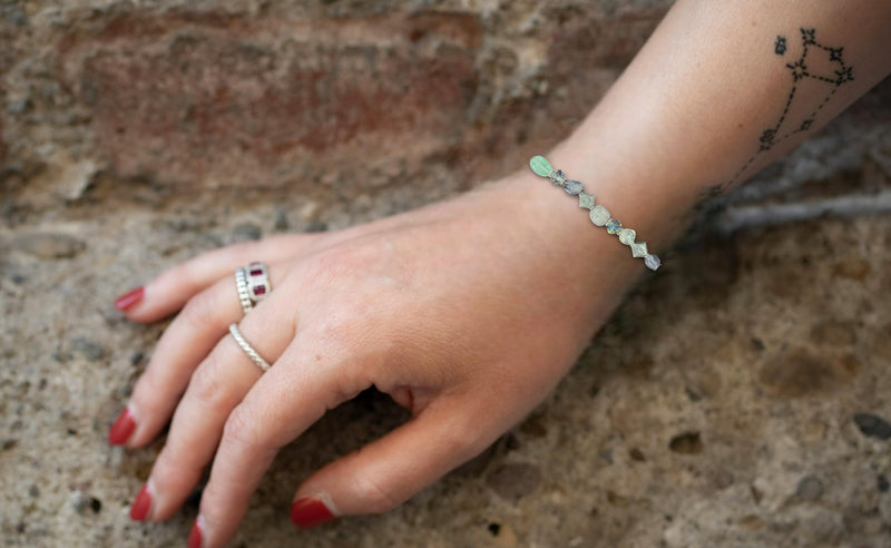 Unisex Elemental Elegance Gemstone Bracelets | Fluorite, Botswana Agate, Rhodonite