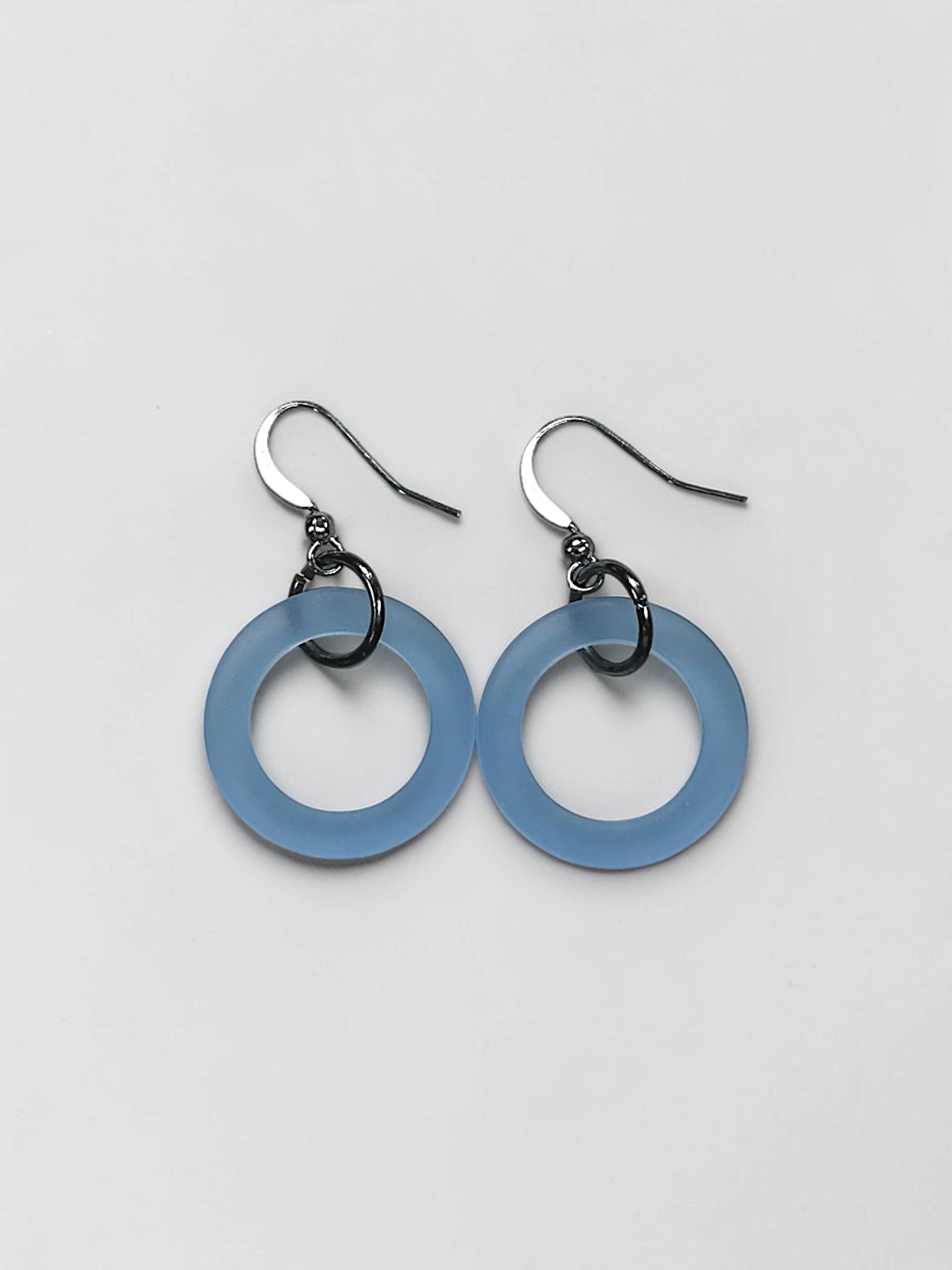 Enchanting Frosted Sky Blue Sea Glass Hoop Earrings | Coastal Elegance | Unique Handmade Jewelry