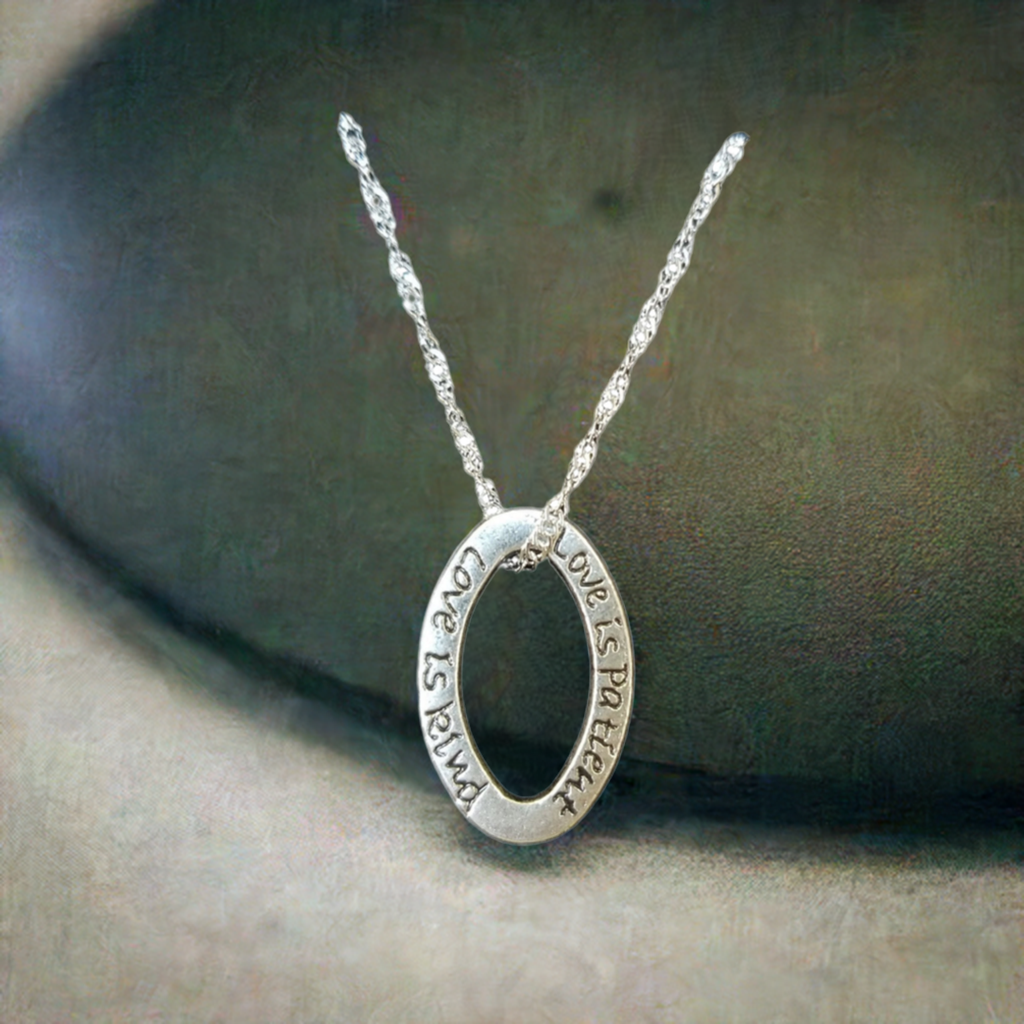 "Love is Patient, Love is Kind" Inspirational Pendant Necklace