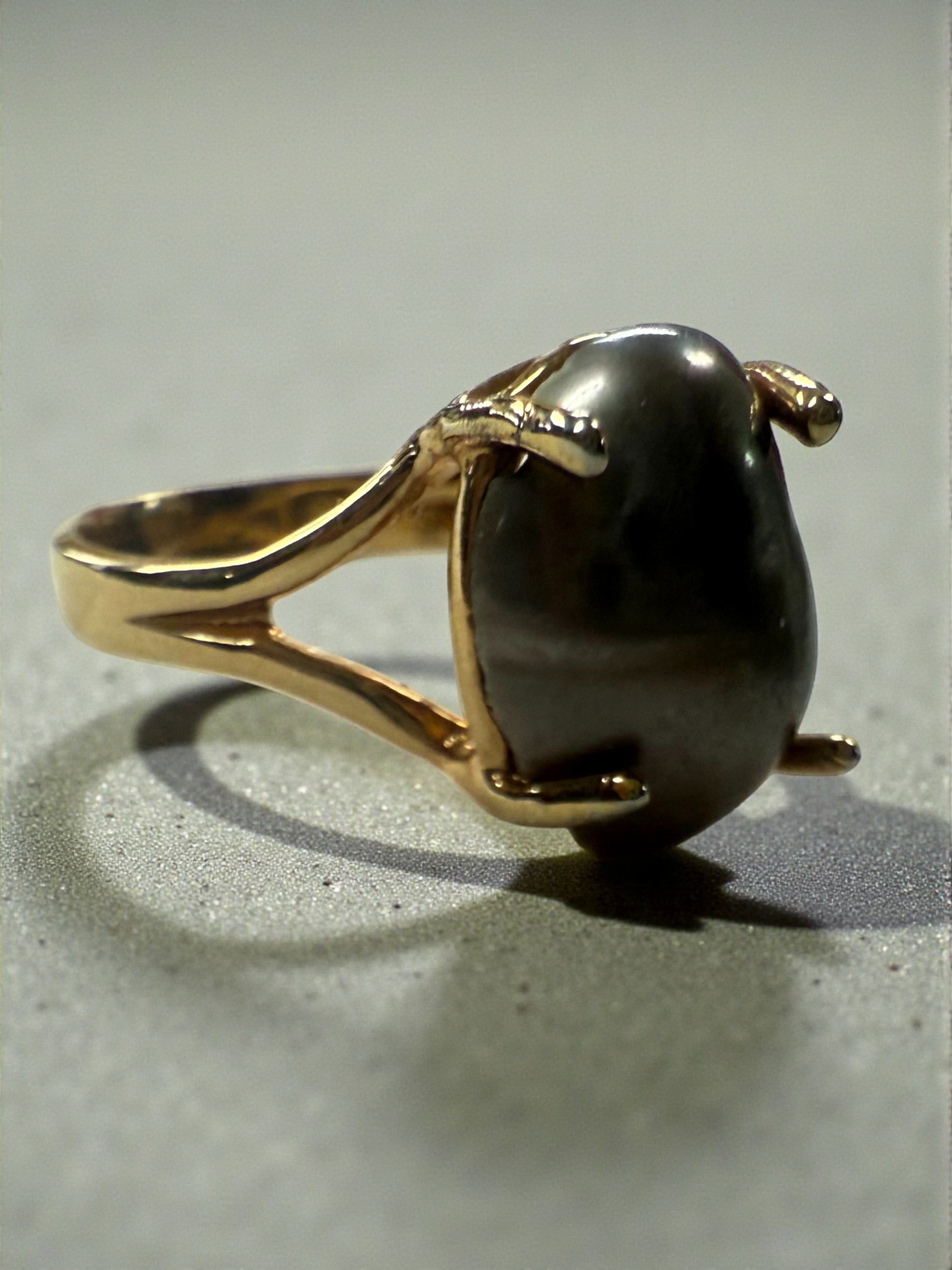 The Lunar Eclipse: One-of-a-Kind Gray Freshwater Pearl Statement Ring