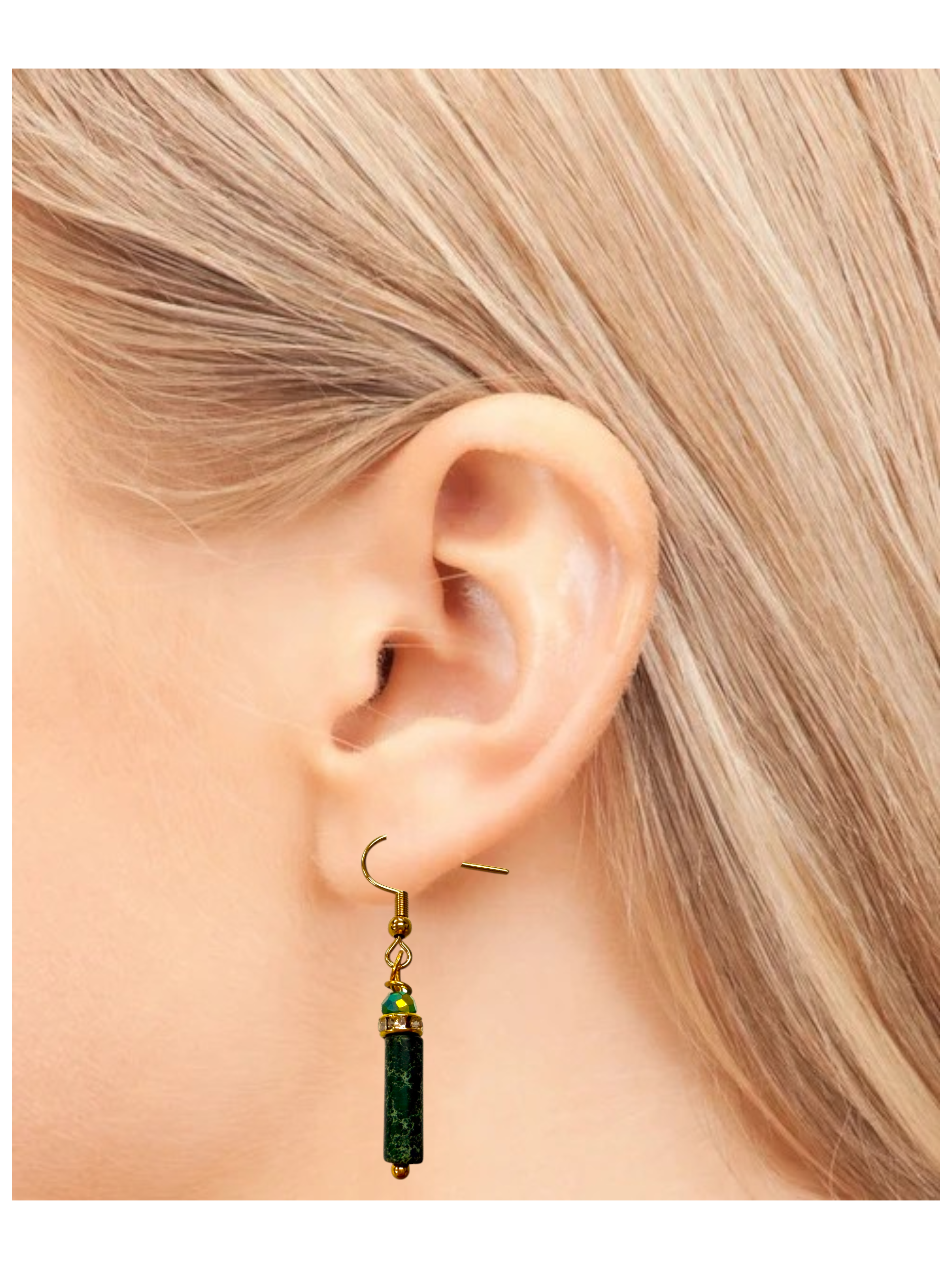Crystal Accent Gemstone Drop Earrings - Gold & Silver Tone