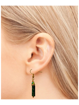Crystal Accent Gemstone Drop Earrings - Gold & Silver Tone