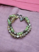 Green Crystal & Silver Double Strand Bracelet