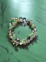 Green Crystal & Silver Double Strand Bracelet