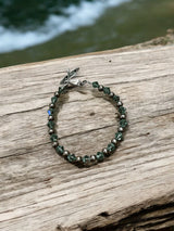 Green Austrian Crystal Bracelet with Canoe Charm