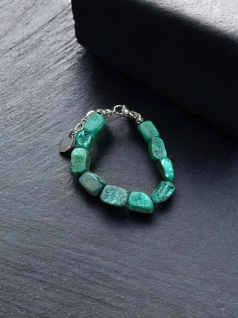 Green Druzy Bracelet, Natural Stone Jewelry