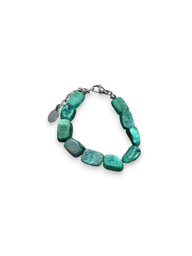 Green Druzy Bracelet, Natural Stone Jewelry