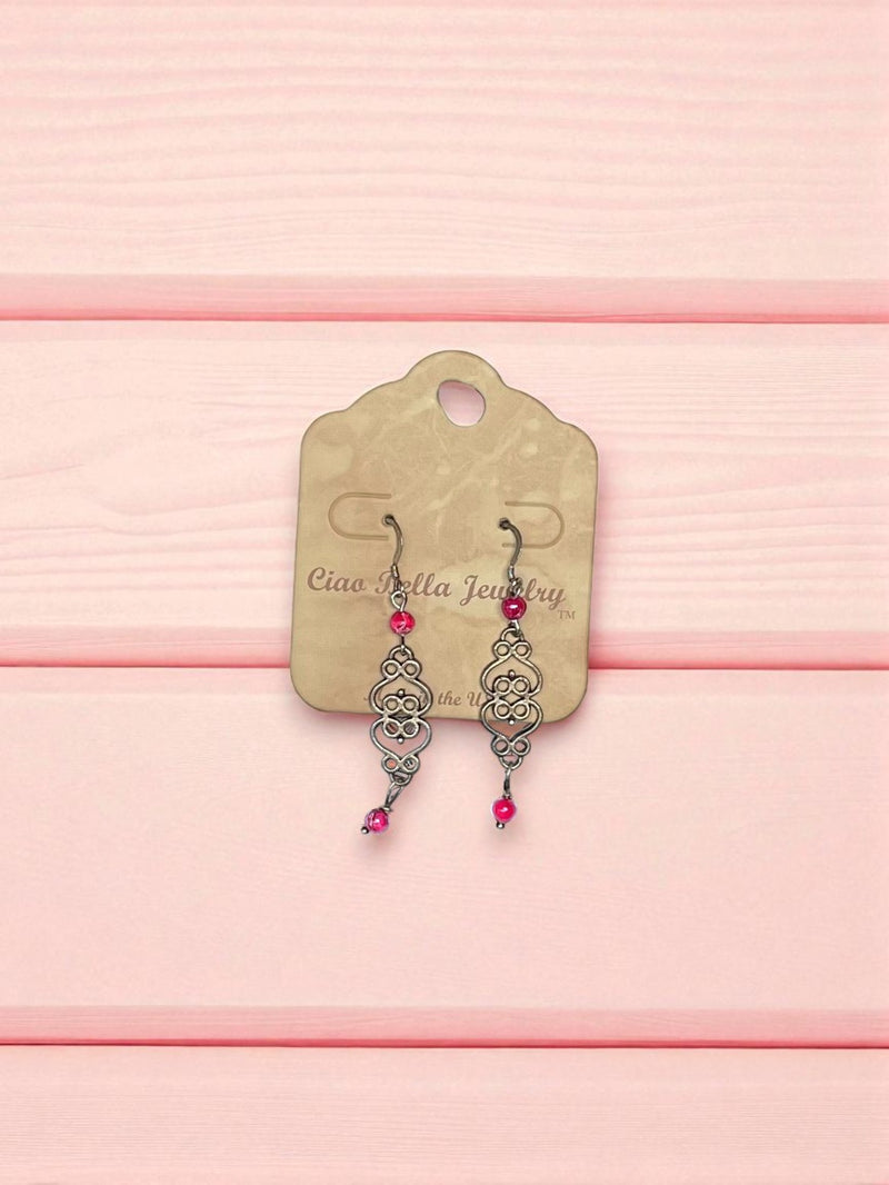 Silver Filigree Dangle Earrings | Gemstone & Crystal Earrings