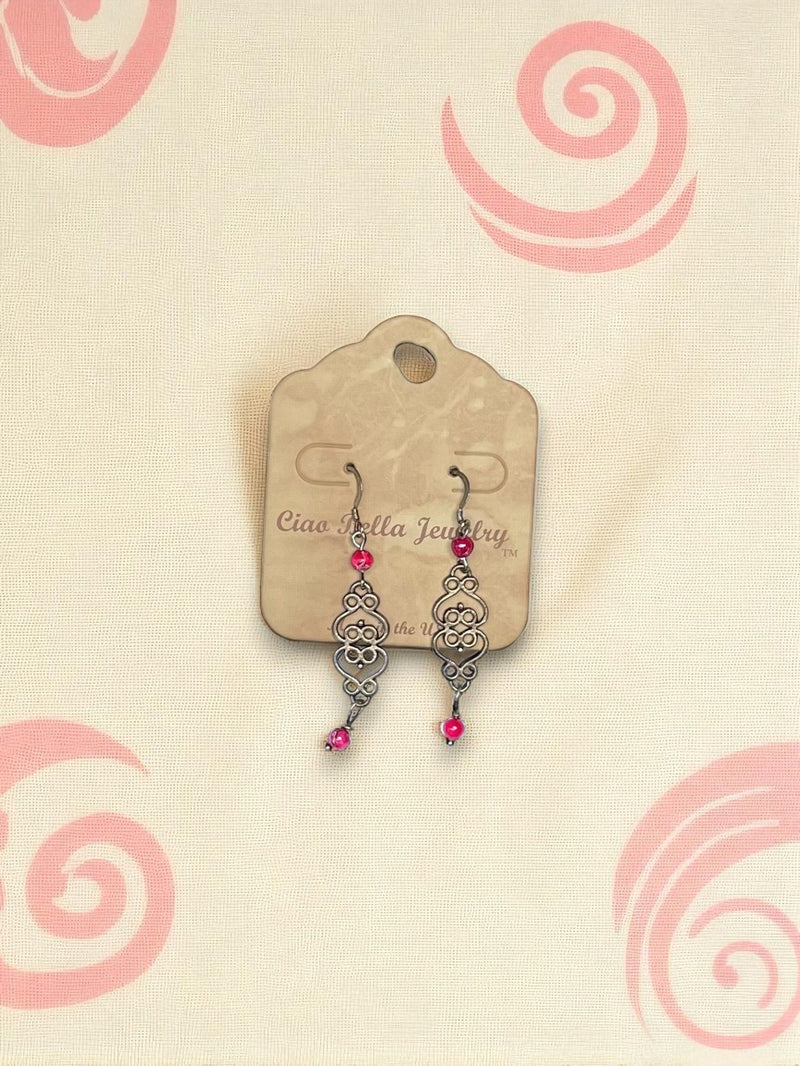 Silver Filigree Dangle Earrings | Gemstone & Crystal Earrings