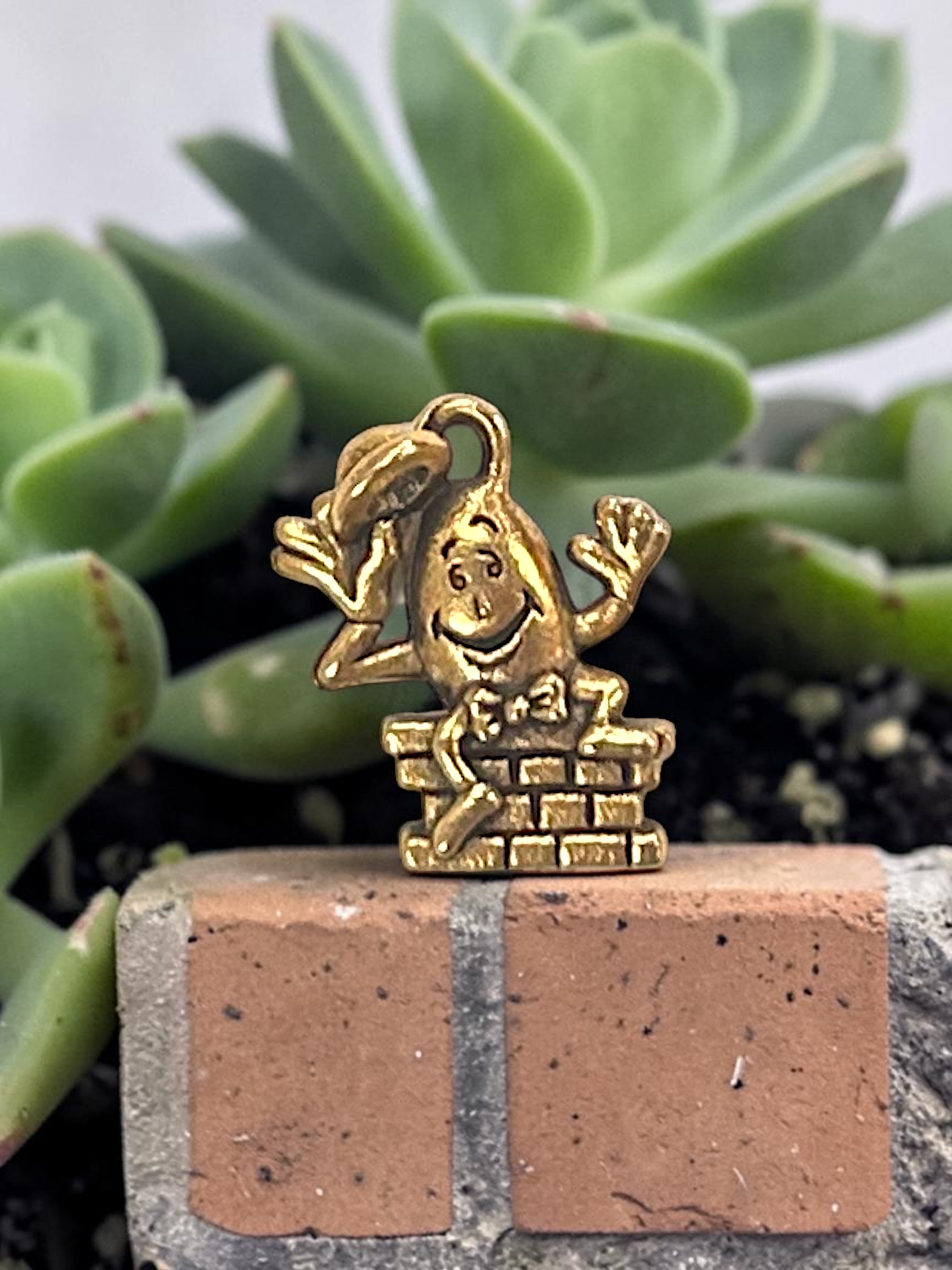 Gold Humpty Dumpty Pewter Charm Pendant | Travel Charm