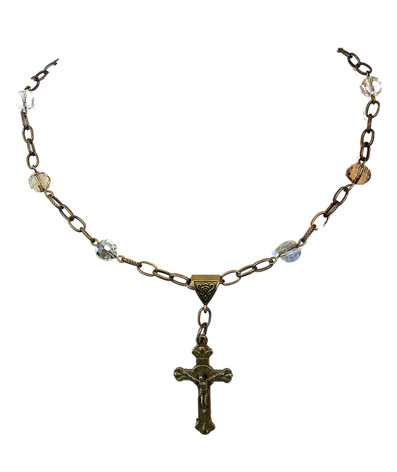 Cross Necklace - Gemstone Chain Cross Necklaces - Religious Jewelry - Christian Necklace - Crucifix Cross