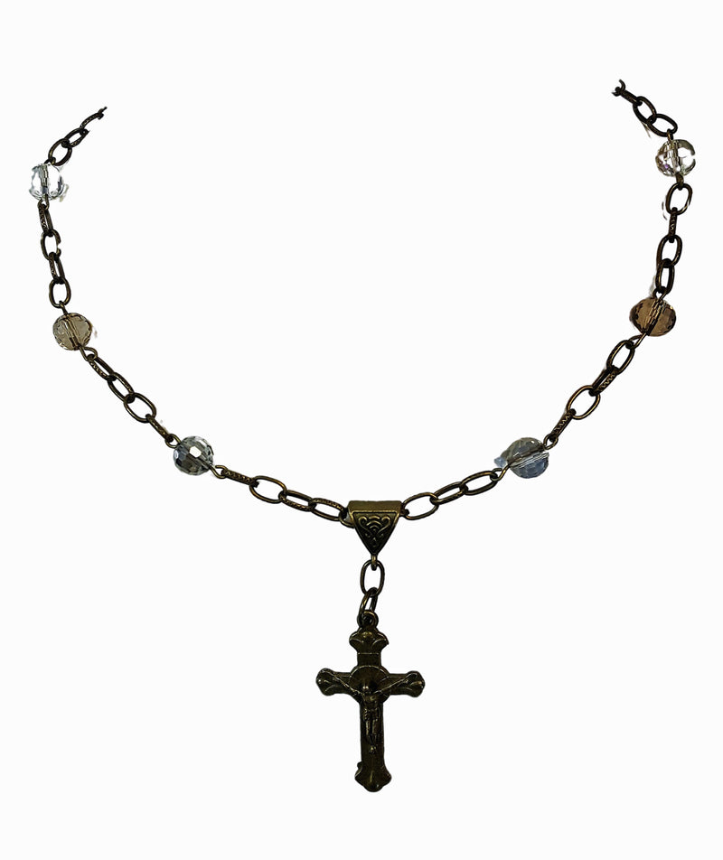 Cross Necklace - Gemstone Chain Cross Necklaces - Religious Jewelry - Christian Necklace - Crucifix Cross