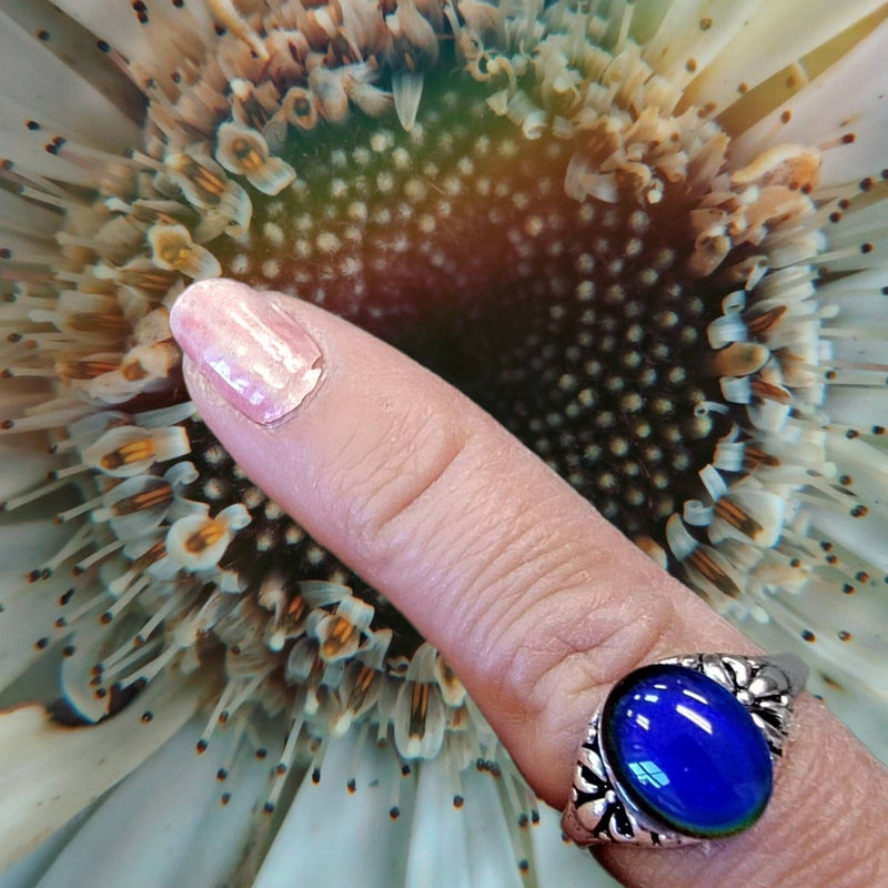 Mood Bead Ring - 70's Ring - Mood Ring - Changing Color Ring - Mood Jewelry - Silver Mood Ring - Stressed Girlfriend Gift