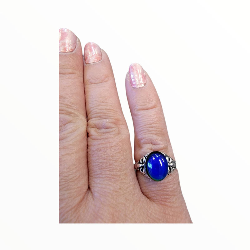 Mood Bead Ring - 70's Ring - Mood Ring - Changing Color Ring - Mood Jewelry - Silver Mood Ring - Stressed Girlfriend Gift