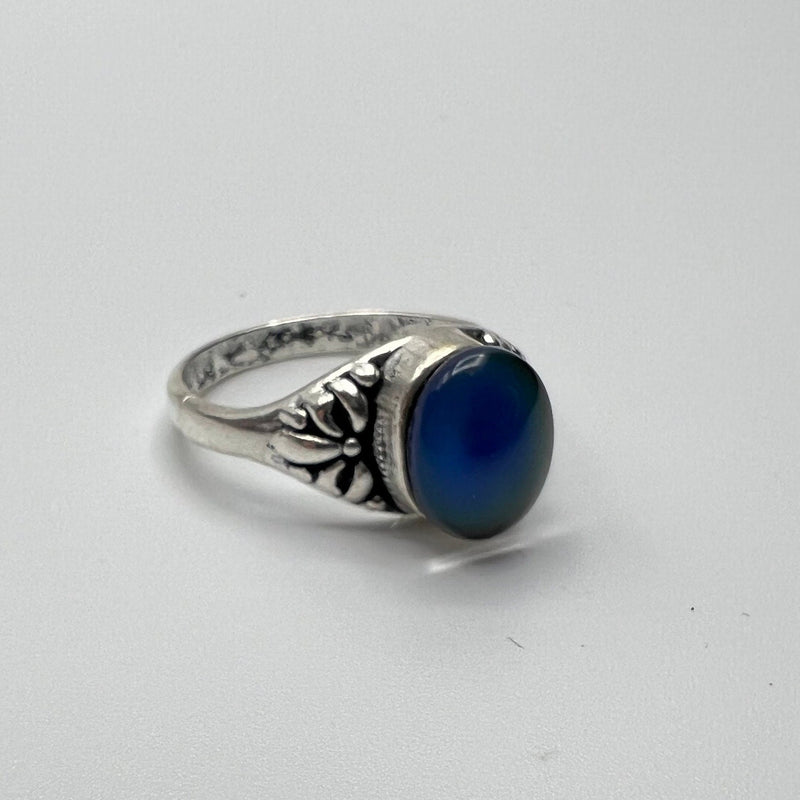 Mood Bead Ring - 70's Ring - Mood Ring - Changing Color Ring - Mood Jewelry - Silver Mood Ring - Stressed Girlfriend Gift