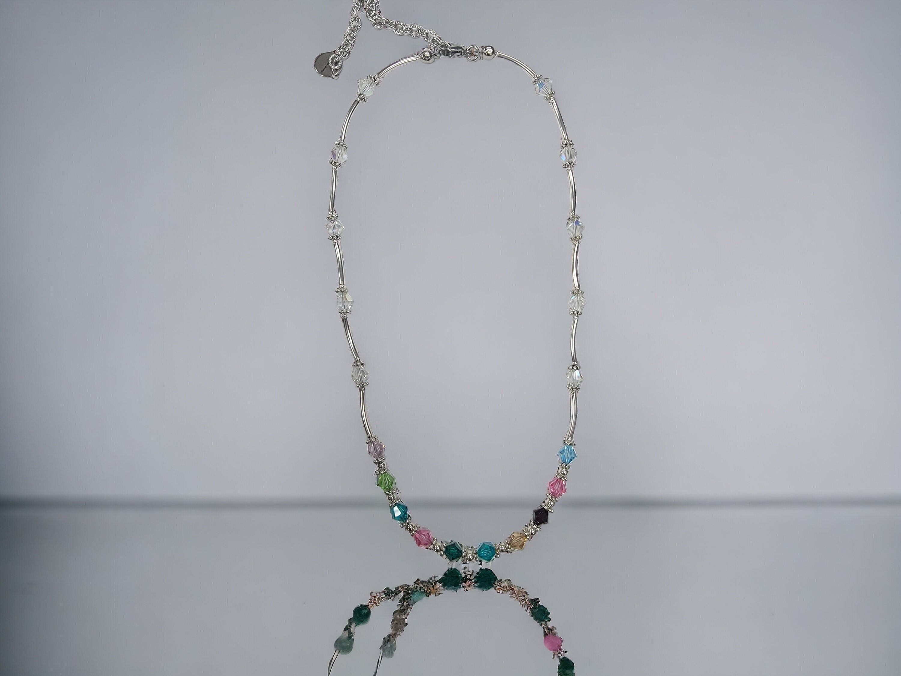 Personalized Birthstone Necklace: Sterling Silver Austrian Crystal Mom or Grandma Necklace