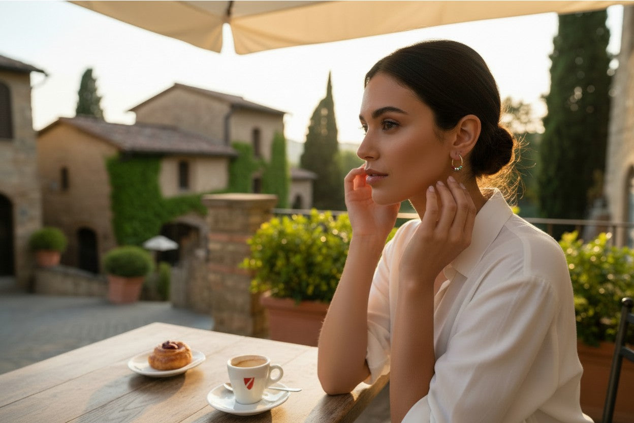 Christmas Pearl Hoop Earrings - Red, Green, & White Holiday Jewelry