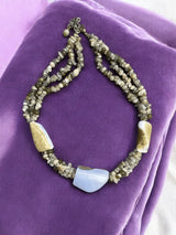 Chalcedony & Mixed Stone Chip Necklace, Three Strand Necklace