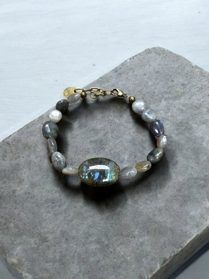 Labradorite Bracelet, Gemstone Bracelet, Iridescent Stone Jewelry