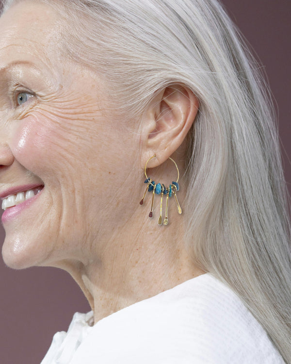 Gemstone Hoop Paddle Earring