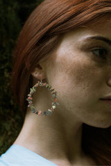 Gemstone Hoop Earrings with Silver Hardware